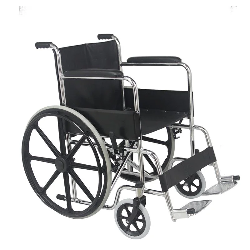 Folding Steel Manual Wheelchair with Chrome Frame