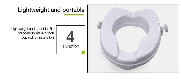 Bathroom Safety 4" Elevated PE Plastic Raised Toilet Seat for Elderly Disable